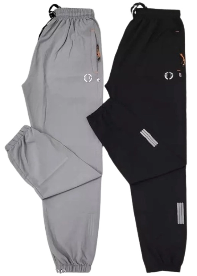 Polyester Solid Trousers for Men (Pack of 2) (Grey & Black, S)
