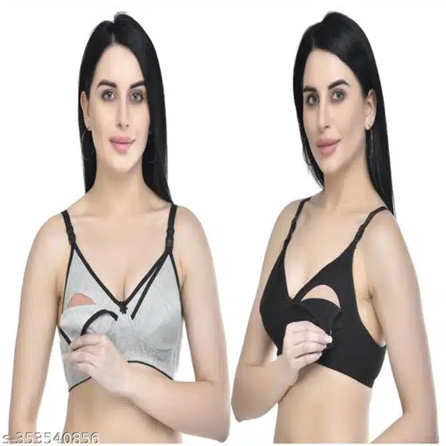 Polycotton Feeding Bra for Women (Assorted, XXL) (Pack of 2)