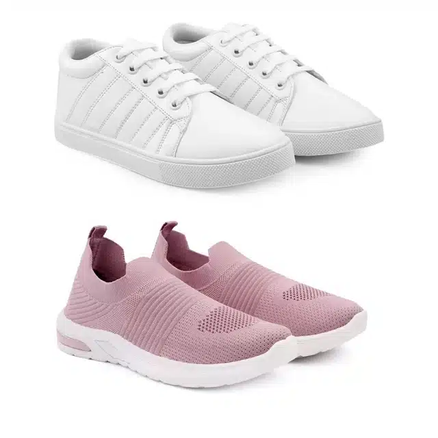 Combo of Sneakers and Casual Shoes for Women (Pack of 2) (Multicolor, 6)