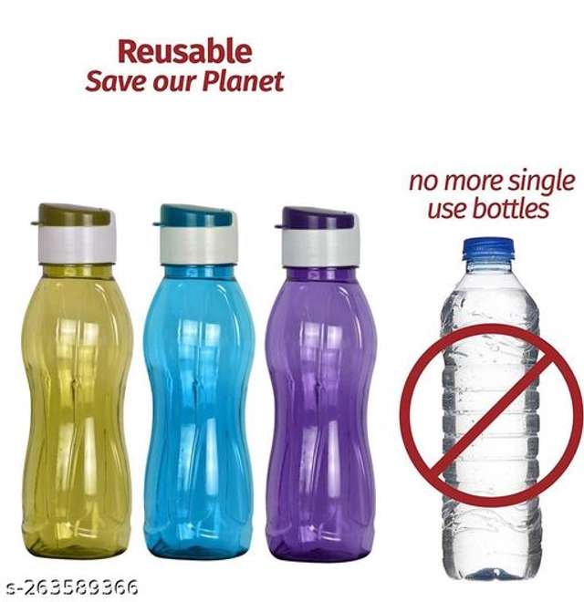 Plastic Water Bottles (Multicolor, 500 ml) (Pack of 6)