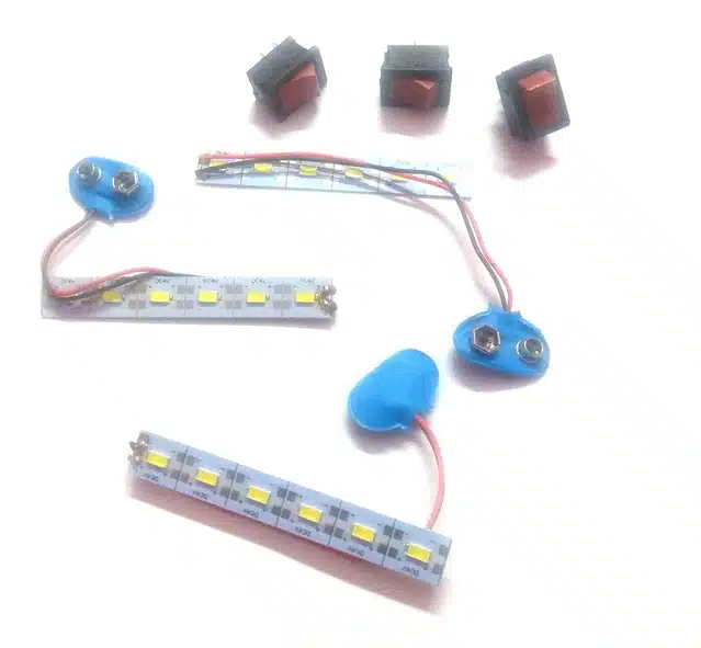 3 Pcs LED Palait with Connector & 3 Pcs Switch for School Project (Multicolor, Set of 1)