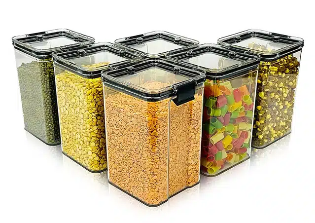 Airtight Food Container (Pack of 8) (Black, 8X1100 ml)