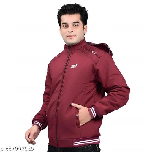 Polyester Jacket for Men (Maroon, M)