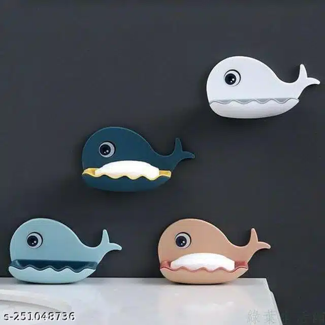 Plastic Fish Shape Soap Holder (Multicolor, Pack of 4)