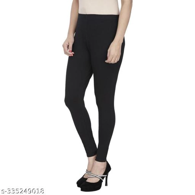 Cotton Lycra Leggings for Women (Black, 26)