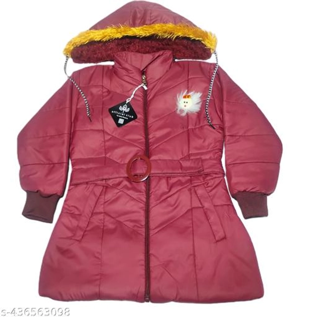 Polyester Jacket for Girls (Maroon, 0-3 Months)