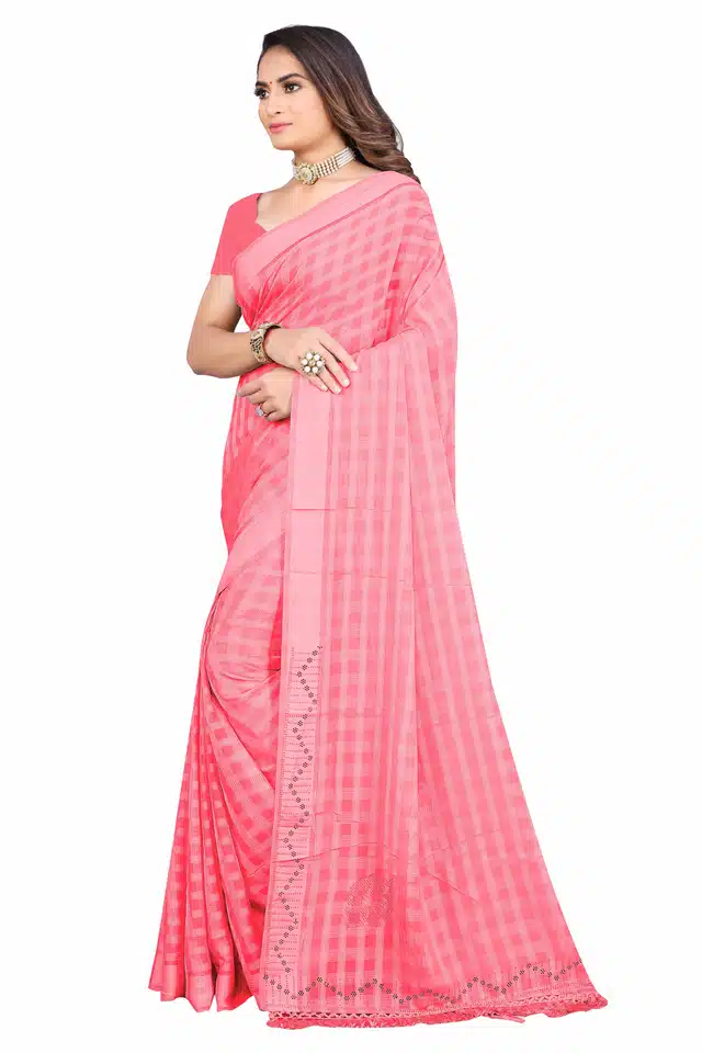 Art Silk Saree for Women (Pink, 6.1 m)