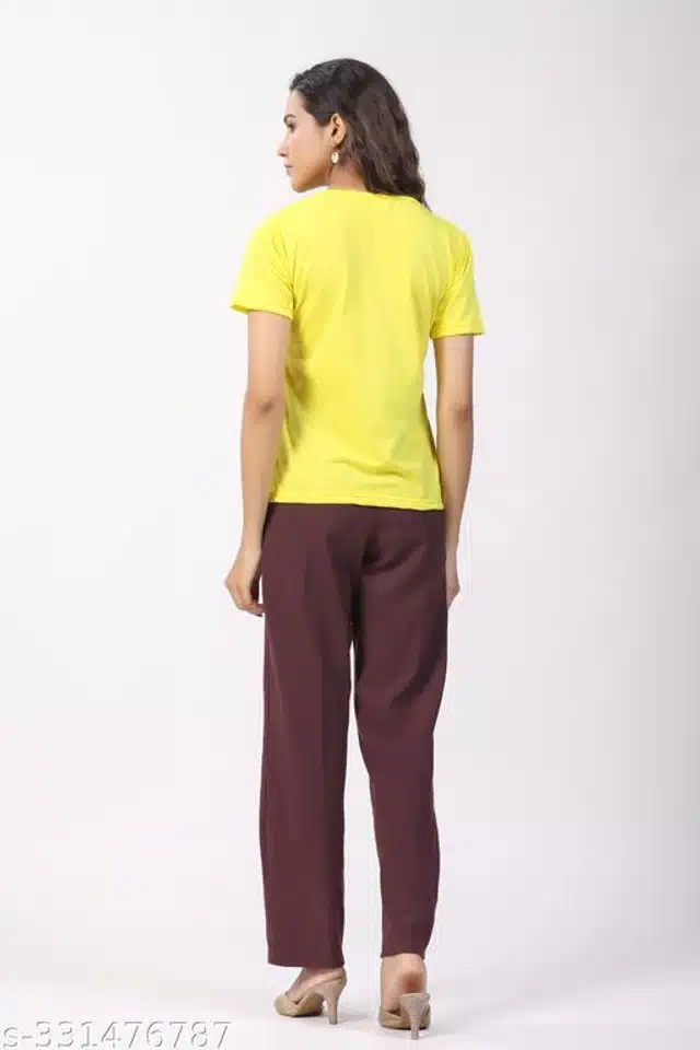 Half Sleeves T-Shirt for Women (Yellow, S)