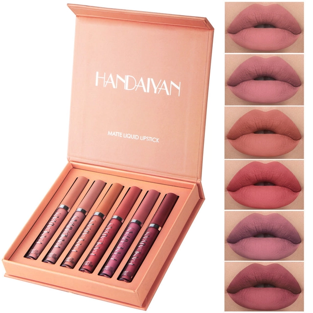 Handaiyan Liquid Matte Long Lasting Waterproof Lipsticks (Multicolor, Pack of 6)