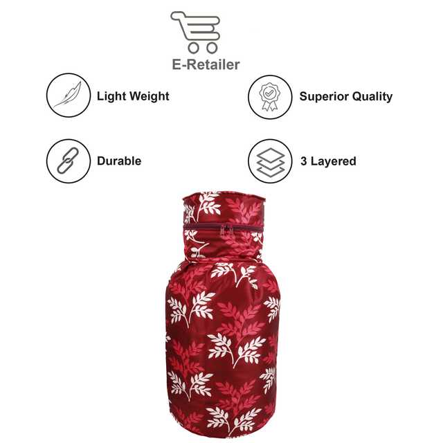 E-Retailer® PolyeSTer 3-Layered LPG Gas Cylinder Cover With Zip Enclosure (Pack Of 1) (Maroon, 66X36 cm) (ST184)