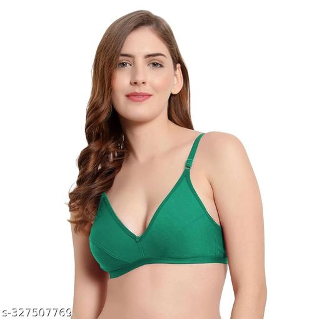 Poly Cotton Non Padded Solid Bra for Women (Multicolor, 32B) (Pack of 6)