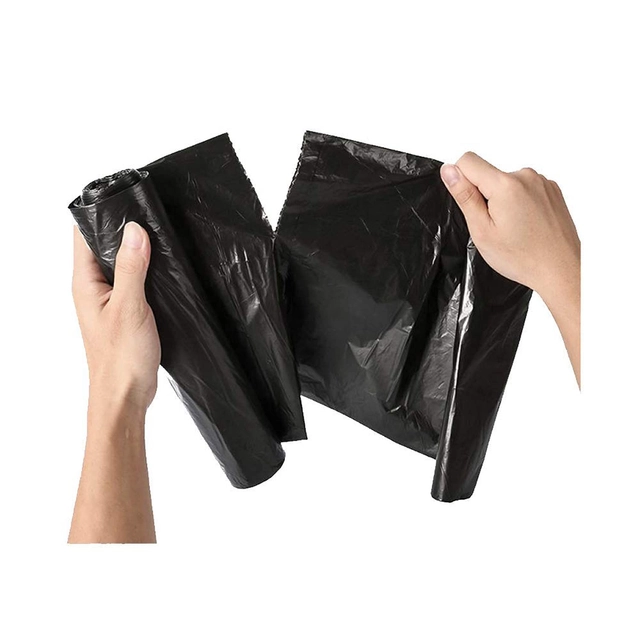 Disposable Garbage Bags (Black, 19x21 inches) (30 Pcs in 1 Roll, Pack of 8 Rolls)