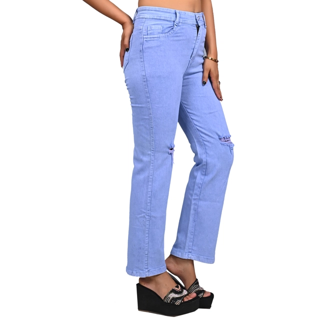 Denim Mid Rise Jeans for Women (Ice Blue, 28)