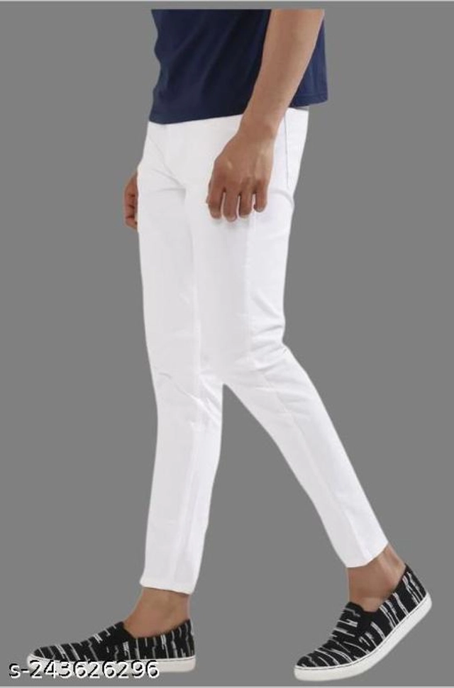 Denim Slim Fit Jeans for Men (White, 28)