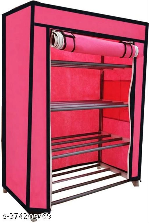 Metal 4 Layer Collapsible Multipurpose Rack (Pink)