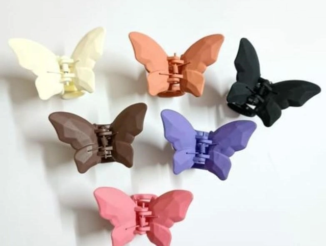 Plastic Butterfly Hair Clutcher for Women (Multicolor, Pack of 12)