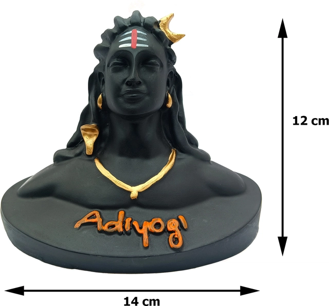 Polyresin Aadiyogi Mahadev Idol (Black, 12 cm)