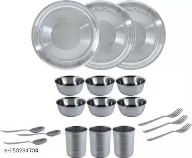 Stainless Steel Dinner Set (Silver, Set of 18)