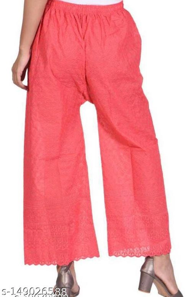 Cotton Blend Palazzos for Women (Pink, 30)