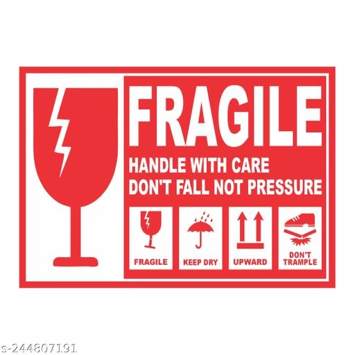 Fragile Handle with Care Stickers (Multicolor, 7x10 cm) (Pack of 100)