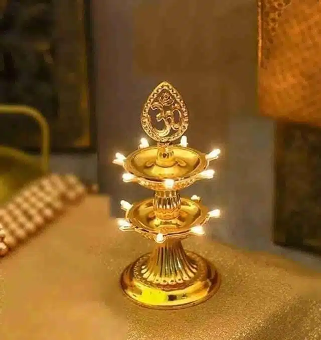2 Layer Electric Diya for Home Temple (Pack of 2) (Gold)