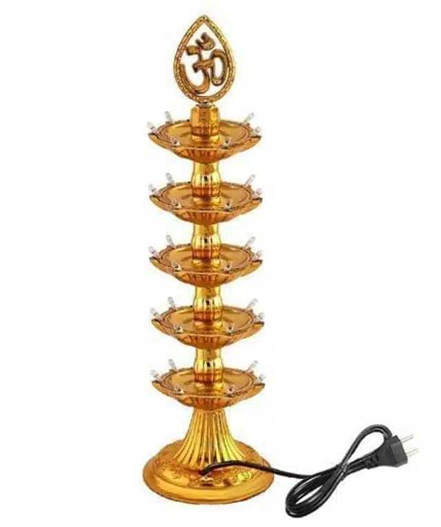 5 Layer Electric Diya for Home Temple (Pack of 2) (Gold)
