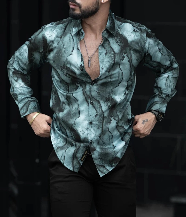 Lycra Full Sleeves Printed Shirt for Men (Multicolor, S)