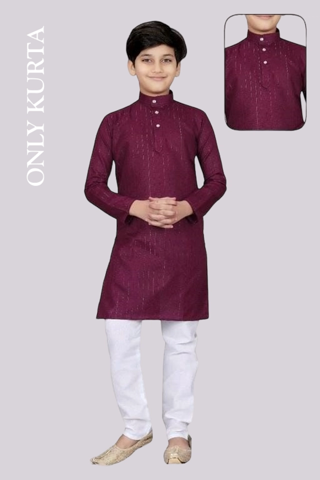 Cotton Solid Kurta for Boys (Purple, 3-4 Years)