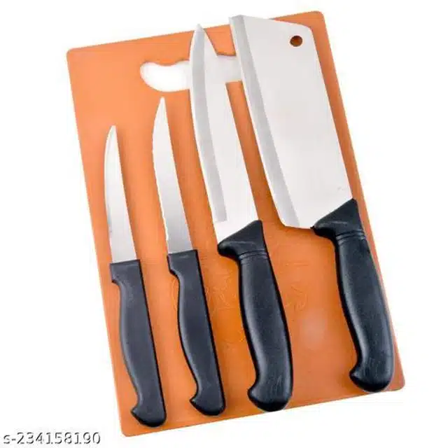 Stainless Steel Knife & Chopping Board Set (Multicolor, Set of 1)