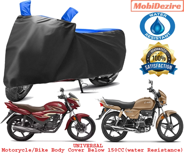 Polyester Semi-Waterproof Universal Motorcycle Cover (Black & Blue)