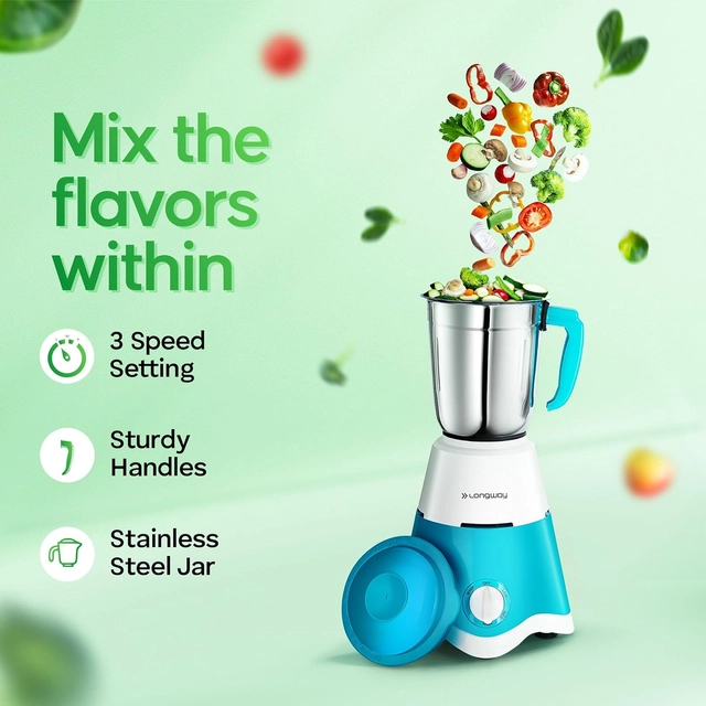 LONGWAY Super Dlx Mixer Grinder (700 W, 3 Jars) & Kwid Dry Iron (1100 W)