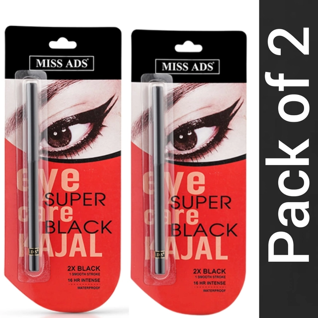 Miss ADS Super 16hr Intense Waterproof Kajal (Black, Pack of 2)