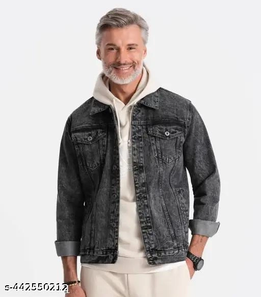 Denim Jacket for Men (Grey, M)