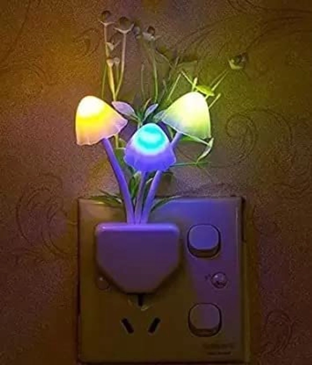 Mushroom Shape Automatic Off/On LED Magic Night Lights (Multicolor)