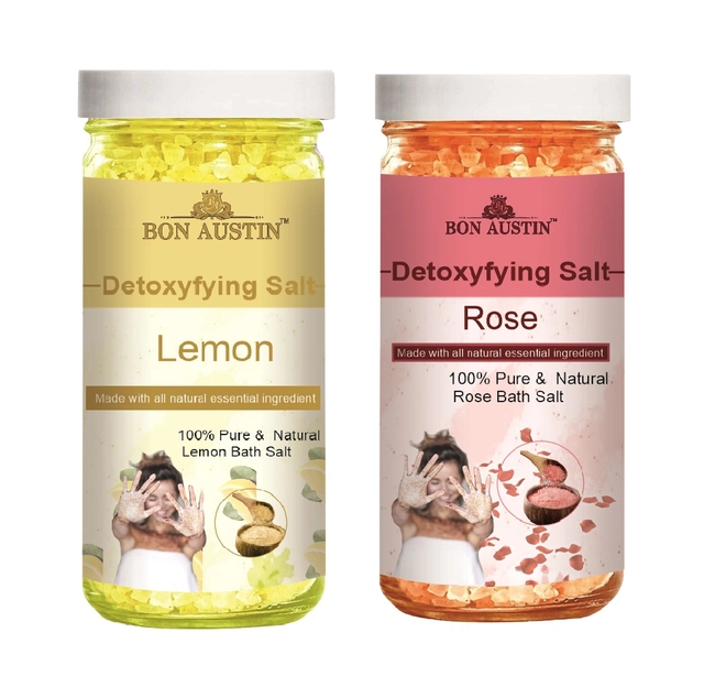 Bon Austin Lemon & Rose Detoxifying Bath Salt Crystal (200 g, Set of 2)