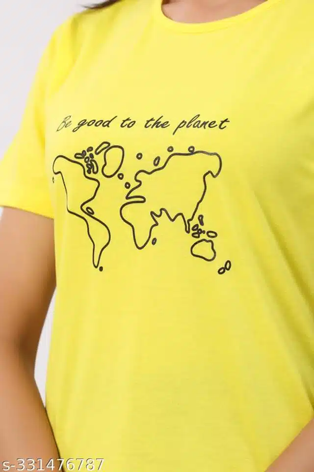 Half Sleeves T-Shirt for Women (Yellow, S)