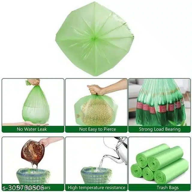 Biodegradable 30 Pcs Garbage Bags (Green, 19x21 inches) (Pack of 5)