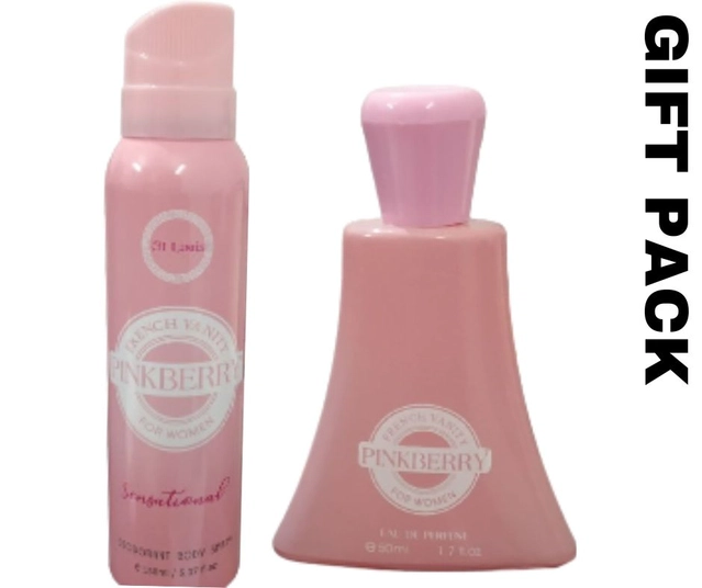 Pinkberry French Perfume (50 ml) with Deodorant (150 ml) for Women (Set of 2)