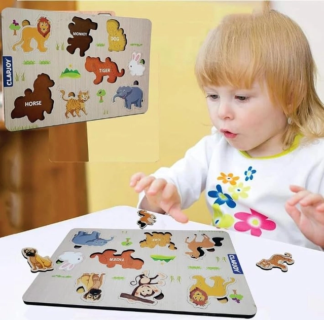 Wooden Animal Puzzle Board Game for Kids (Multicolor)