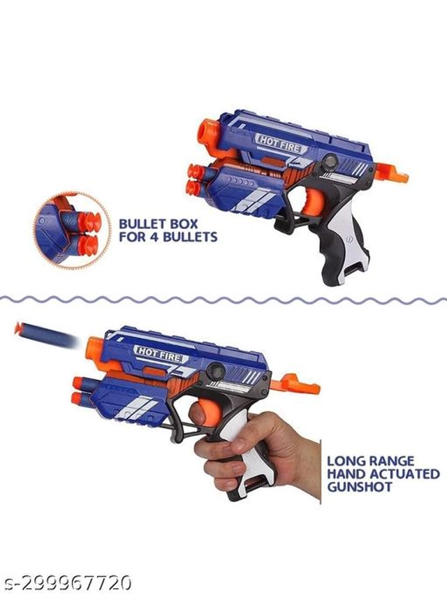 Bullet Gun Toy with 10 Pcs Foam Bullets for Kids (Blue & Orange)