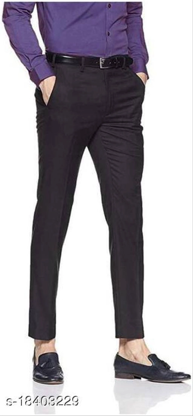 Polycotton Formal Pant for Men (Black, 28)