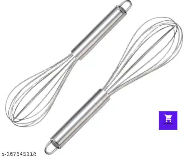 Stainless Steel Egg Whisk (Silver, Pack of 2)