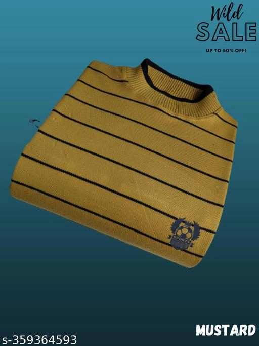 Woolen Striped Sweater for Men (Mustard, M)