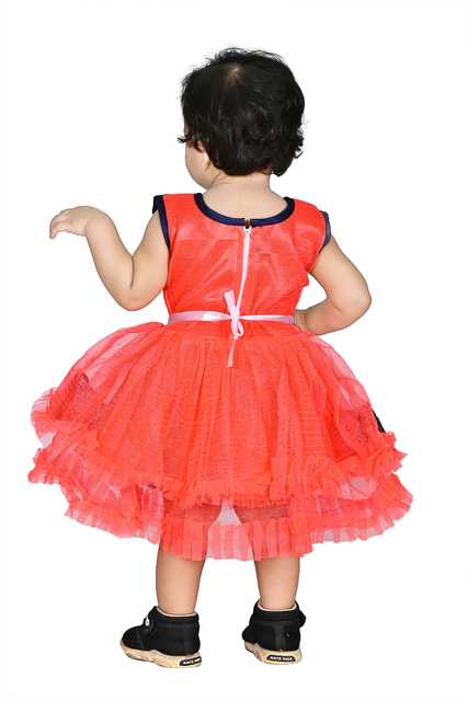 Maruf Dresses Round Neck Below Knee Frocks For Little Girl (Red, 9 - 24 Month) (M-4)