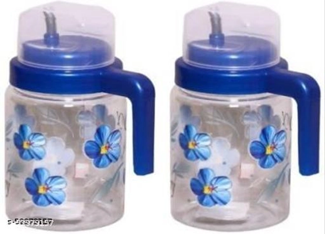 Plastic Oil Dispenser Bottle (Blue, 1000 ml) (Pack of 2)