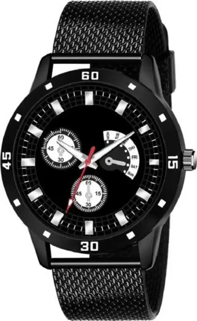 Casual PU Analog Watch For Men (Black) (MP-607)