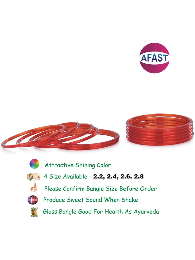 Glass Bangle Set for Women (Red, 2.2) (Pack of 12)