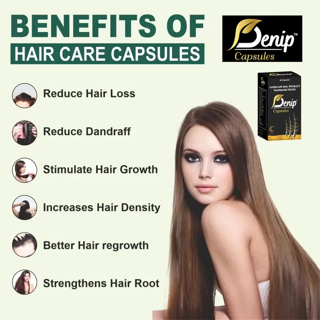 Denip Ayurvedic Amla Bhringraj Sankhpushpi Extracts Hair Growth 60 Pcs Capsules (Pack of 1)