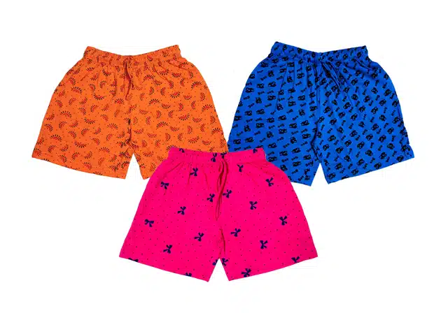 Cotton Blend Printed Shorts for Girls (Pack of 3) (Multicolor, 2-3 Years)