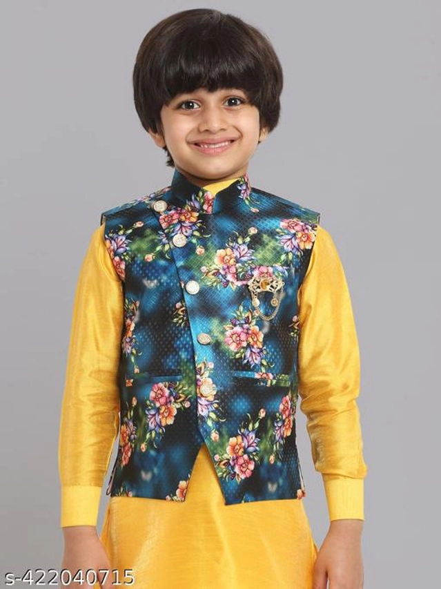 Art Silk Ethnic Jackets for Boys (Multicolor, 1-2 Years)